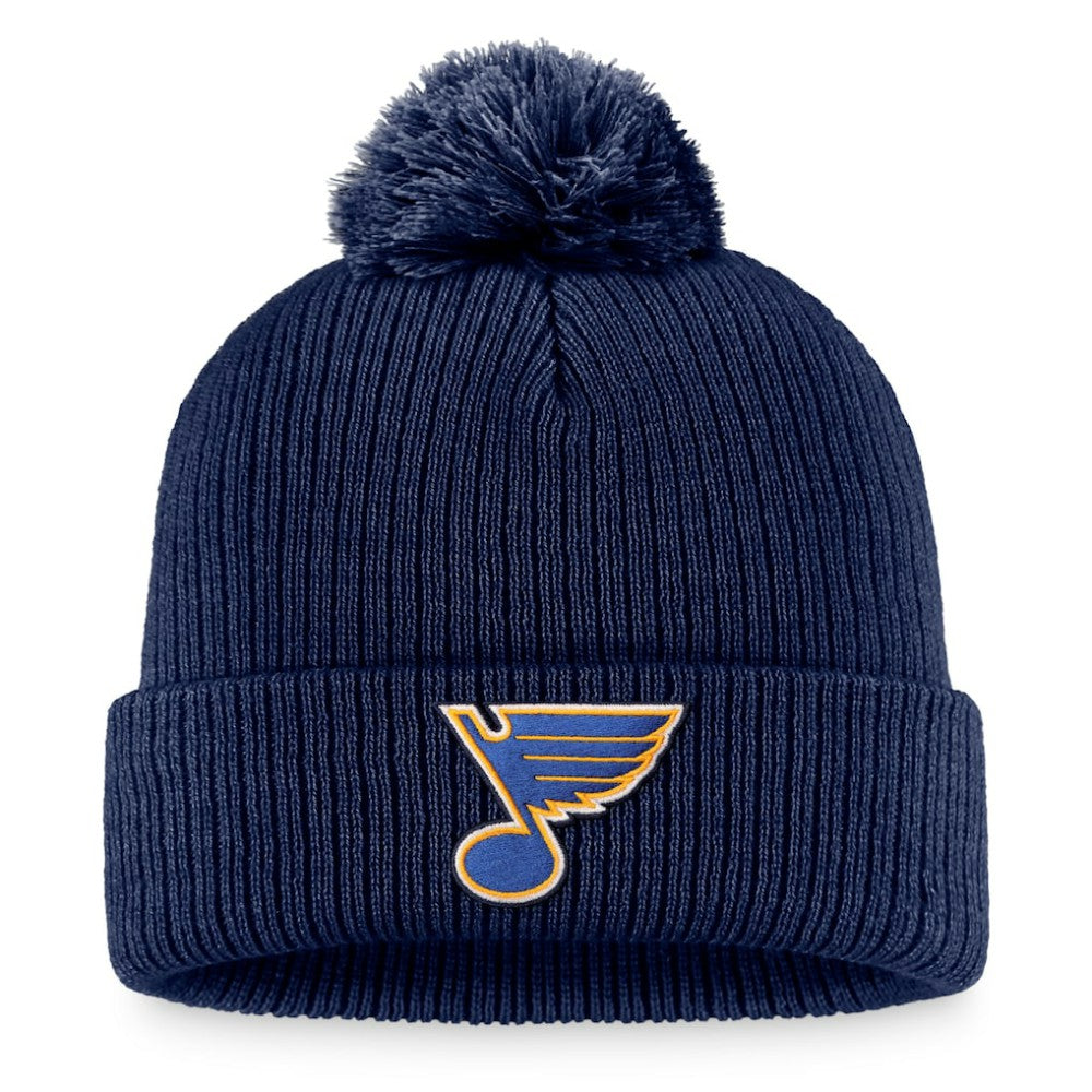 St. Louis Blues - Fanatics Primary Logo Cuffed Knit Hat with Pom Navy