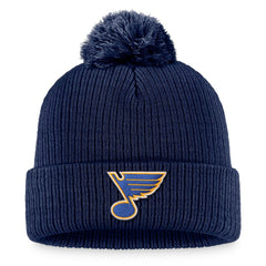 St. Louis Blues - Fanatics Primary Logo Cuffed Knit Hat with Pom Navy