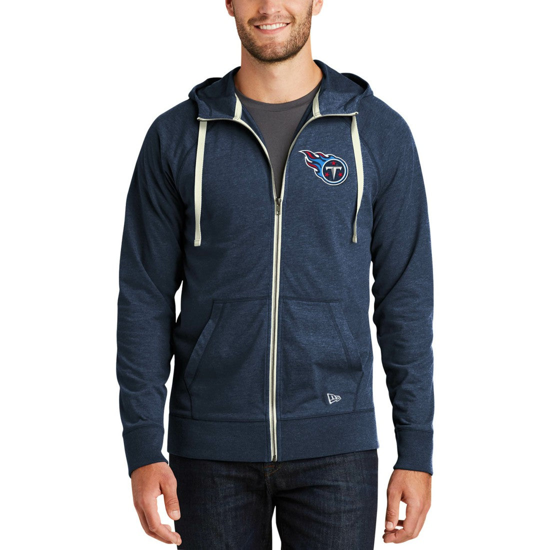 Tennessee Titans New Era In Season Hoodie Full-Zip Jacket Heathered Navy - NFL