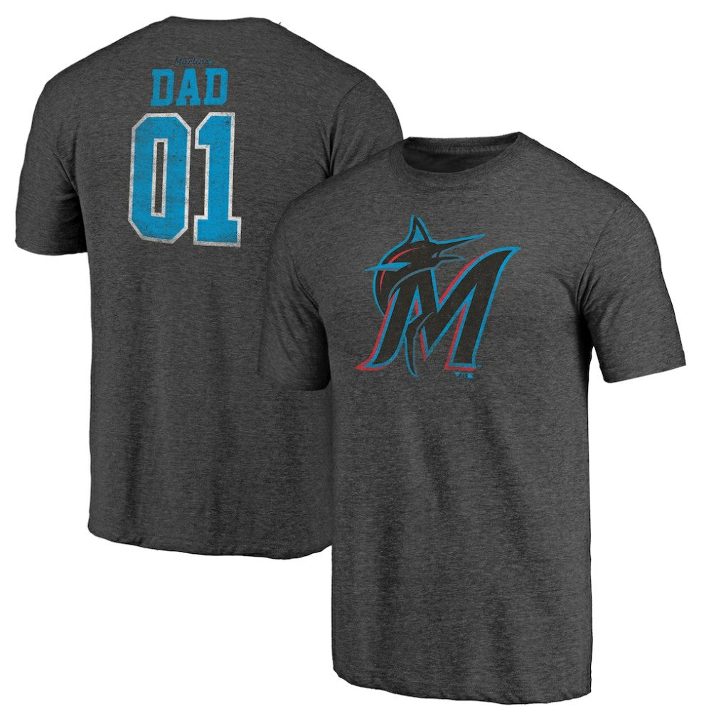 Miami Marlins Father's Day Greatest Dad Tri-Blend T-Shirt Sale