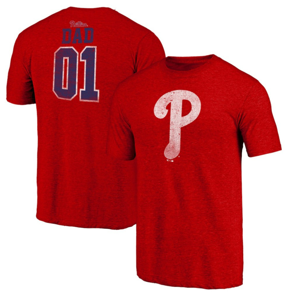 Philadelphia Phillies Father's Day Greatest Dad Tri-Blend T-Shirt On Sale