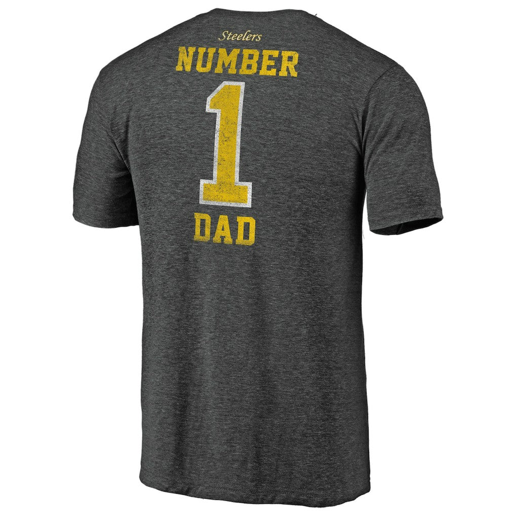 Pittsburgh Steelers #1 Dad Team Logo T-Shirt Charcoal - NFL