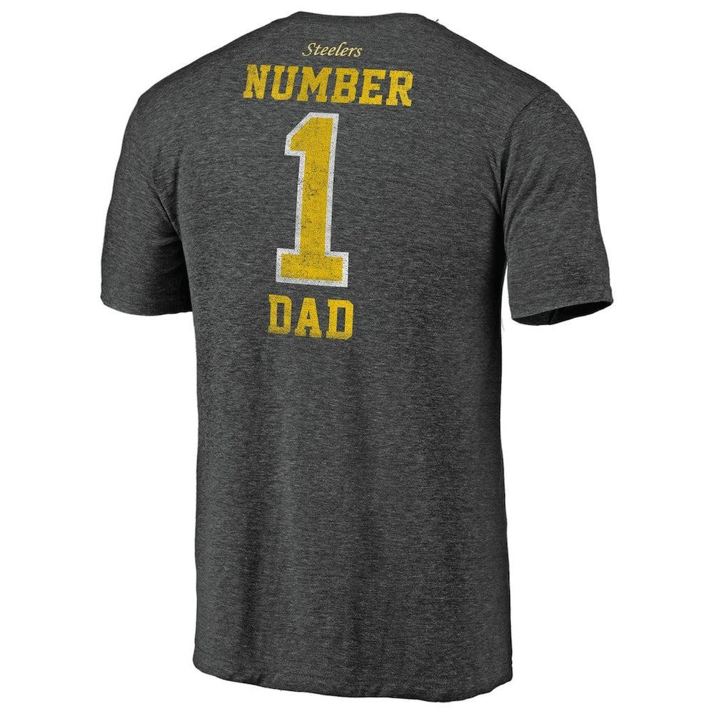 Pittsburgh Steelers #1 Dad Team Logo T-Shirt Charcoal - NFL