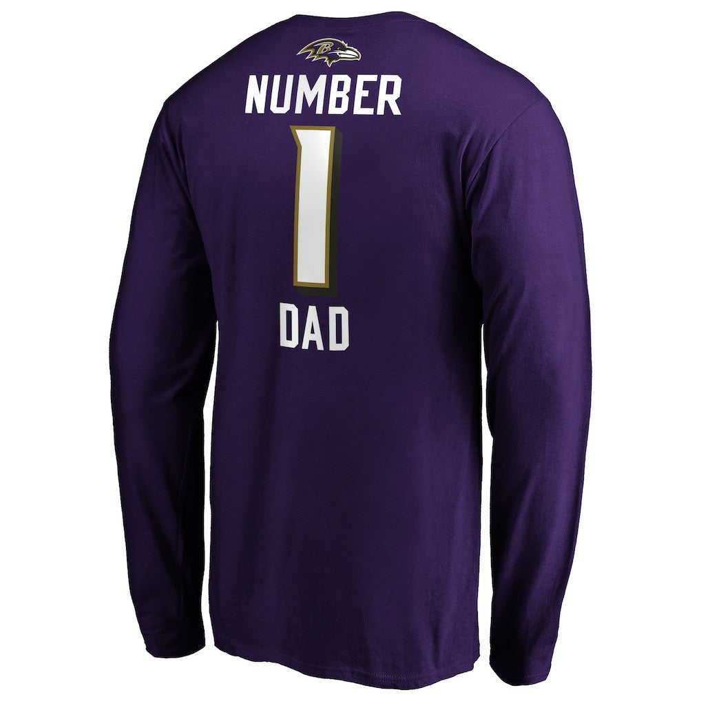 Baltimore Ravens #1 Dad Long Sleeve Team Logo T-Shirt Purple - NFL