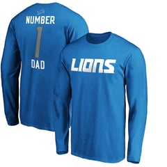 Detroit Lions #1 Dad Long Sleeve Team Logo T-Shirt Blue - NFL