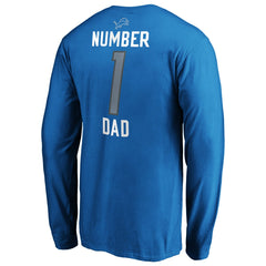 Detroit Lions #1 Dad Long Sleeve Team Logo T-Shirt Blue - NFL