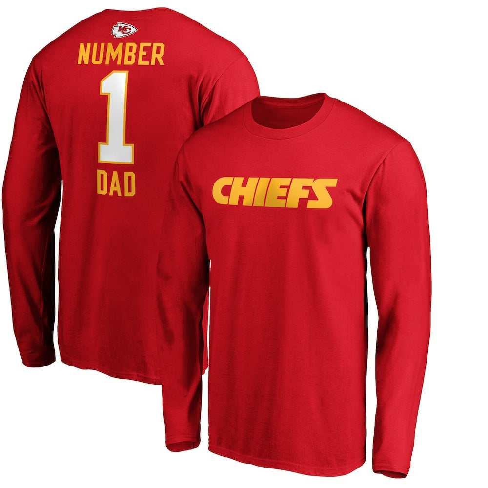 Kansas City Chiefs #1 Dad Long Sleeve Team Logo T-Shirt Red - NFL