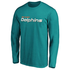 Miami Dolphins #1 Dad Long Sleeve Team Logo T-Shirt Aqua - NFL