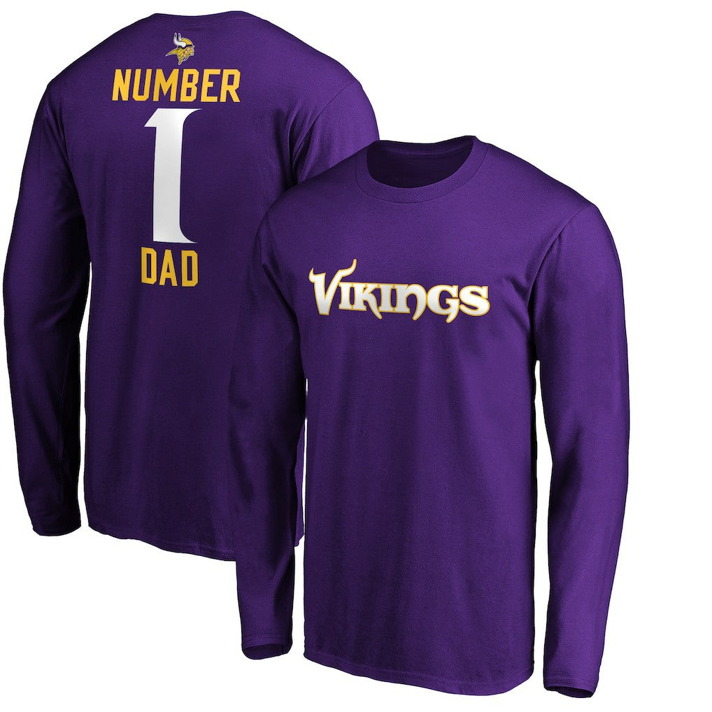 Minnesota Vikings #1 Dad Long Sleeve Team Logo T-Shirt Purple - NFL