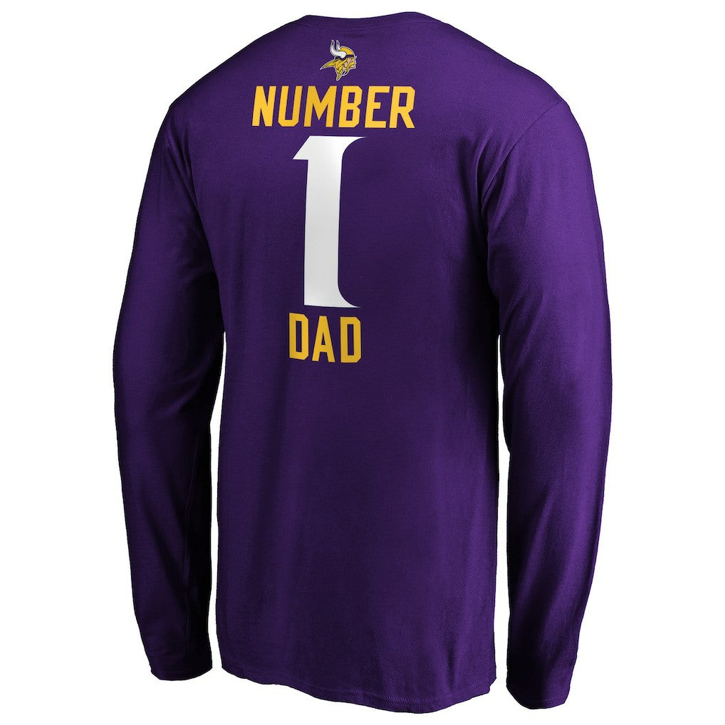Minnesota Vikings #1 Dad Long Sleeve Team Logo T-Shirt Purple - NFL