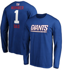 New York Giants #1 Dad Long Sleeve Team Logo T-Shirt Royal - NFL