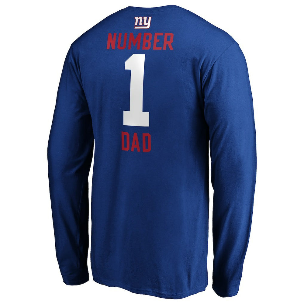 New York Giants #1 Dad Long Sleeve Team Logo T-Shirt Royal - NFL