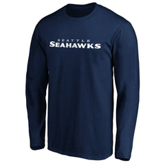 Seattle Seahawks #1 Dad Long Sleeve Team Logo T-Shirt College Navy - NFL