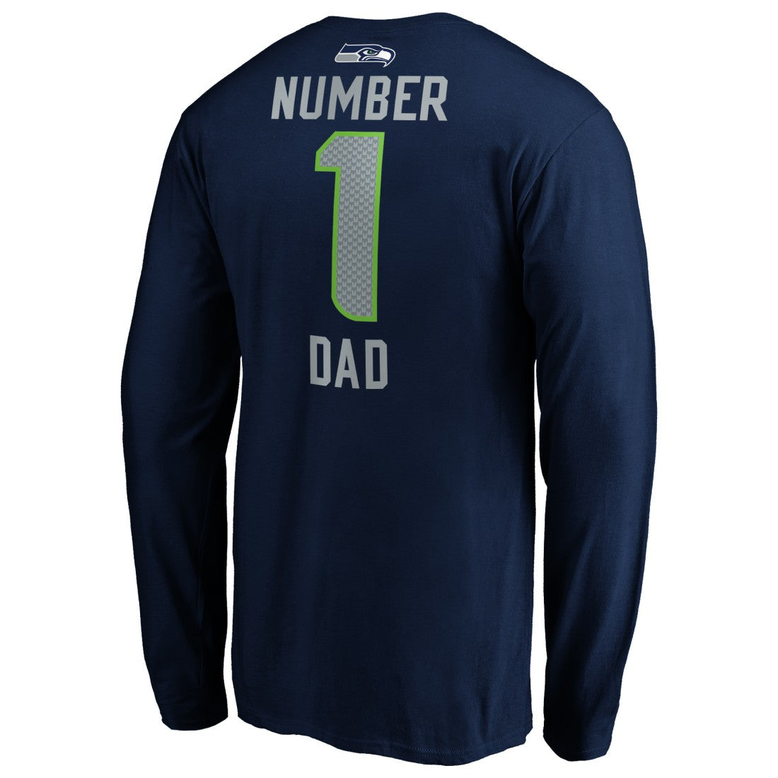 Seattle Seahawks #1 Dad Long Sleeve Team Logo T-Shirt College Navy - NFL