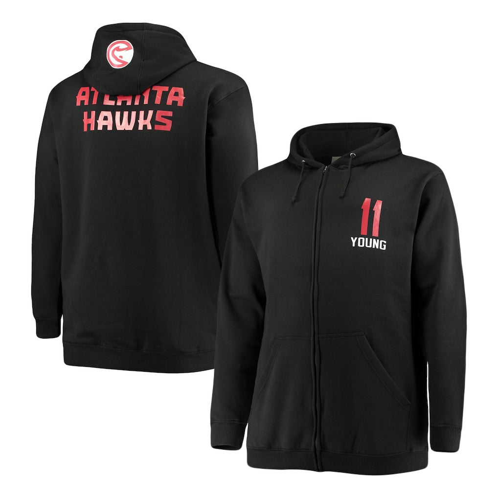 Fanatics - Trae Young Atlanta Hawks Big & Tall Player Name & Number Full-Zip Hoodie Jacket - Black
