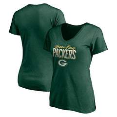 Green Bay Packers Women's Nostalgia V-Neck T-Shirt Green - Fanatics