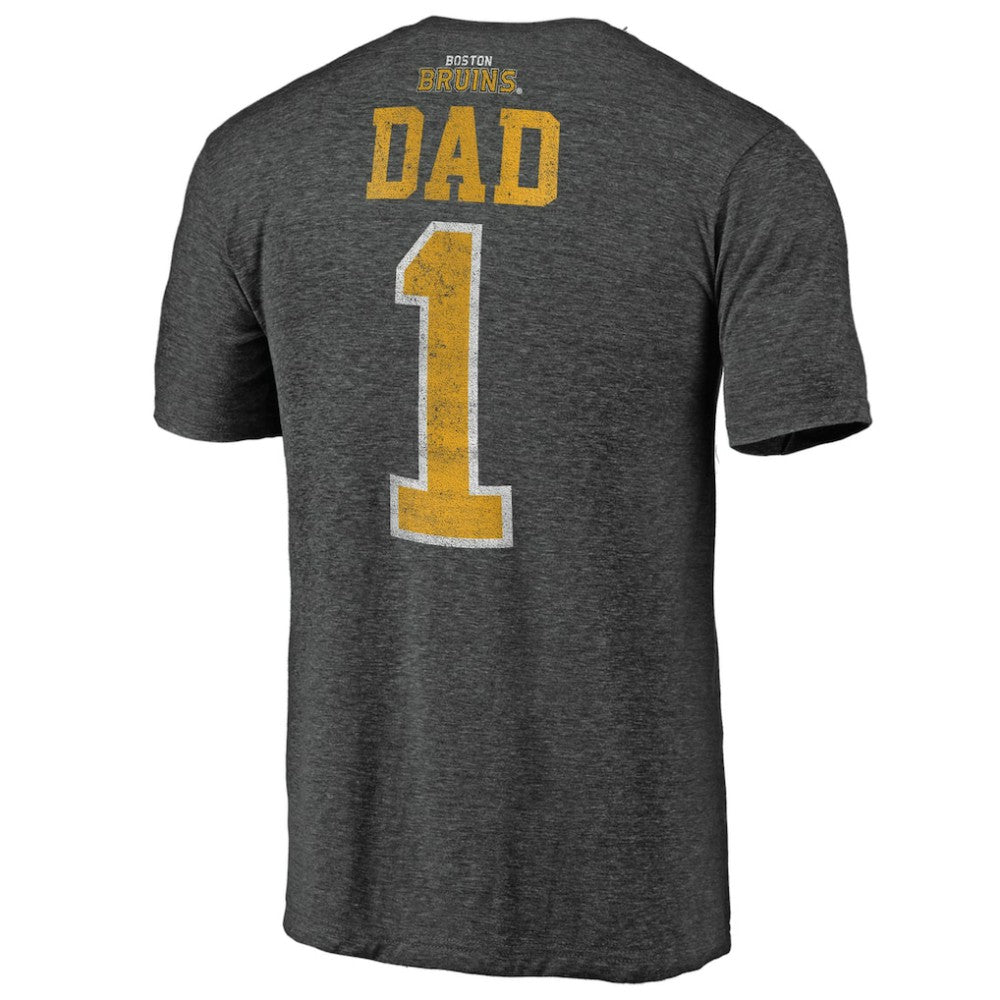 Boston Bruins Greatest Dad Tri-Blend T-Shirt Charcoal