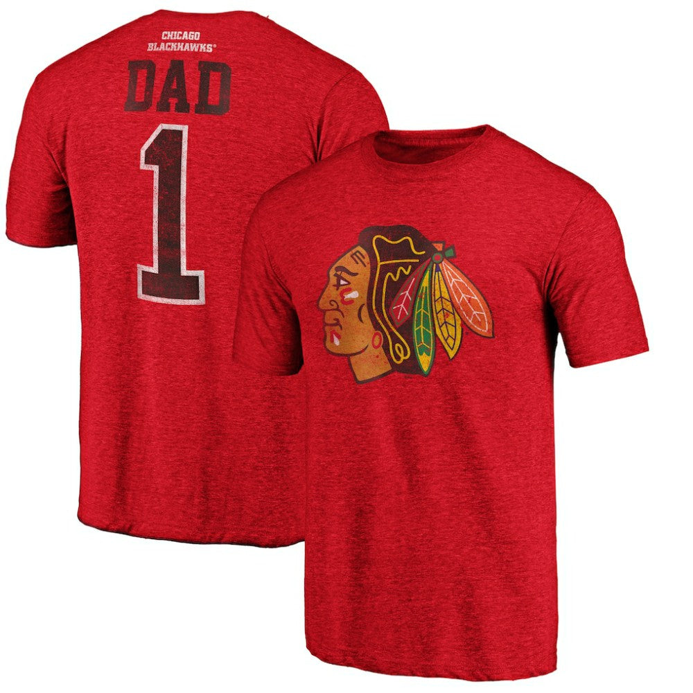 Chicago Blackhawks Greatest Dad Tri-Blend T-Shirt Red