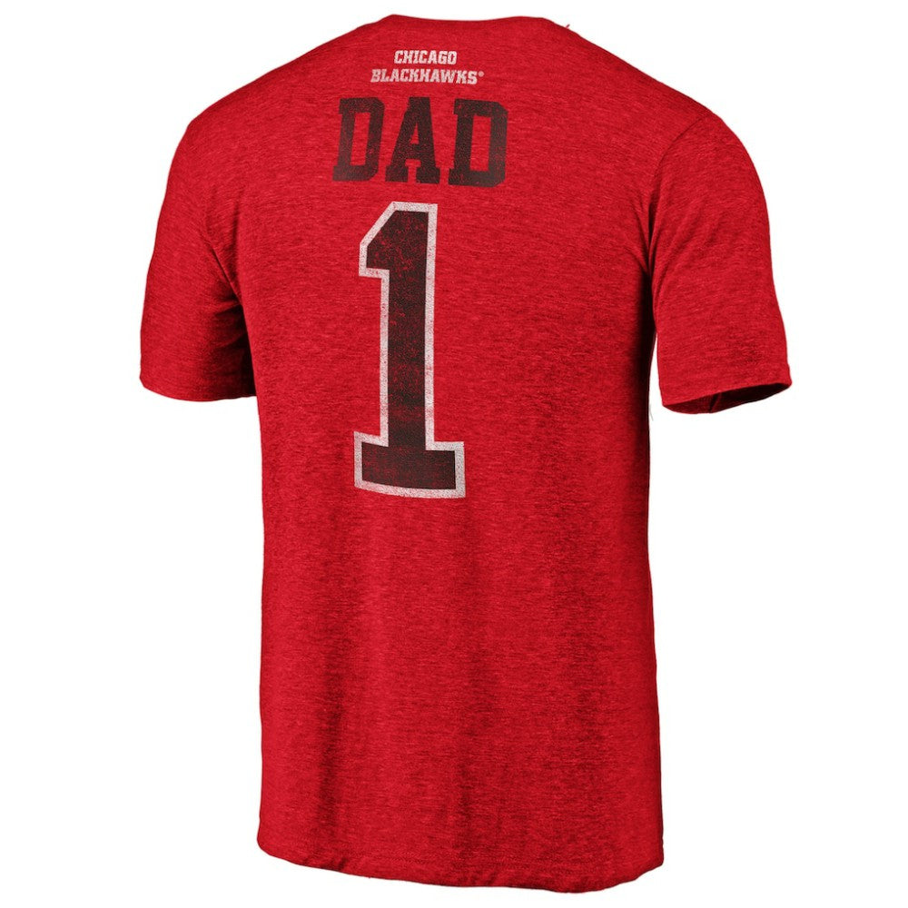Chicago Blackhawks Greatest Dad Tri-Blend T-Shirt Red