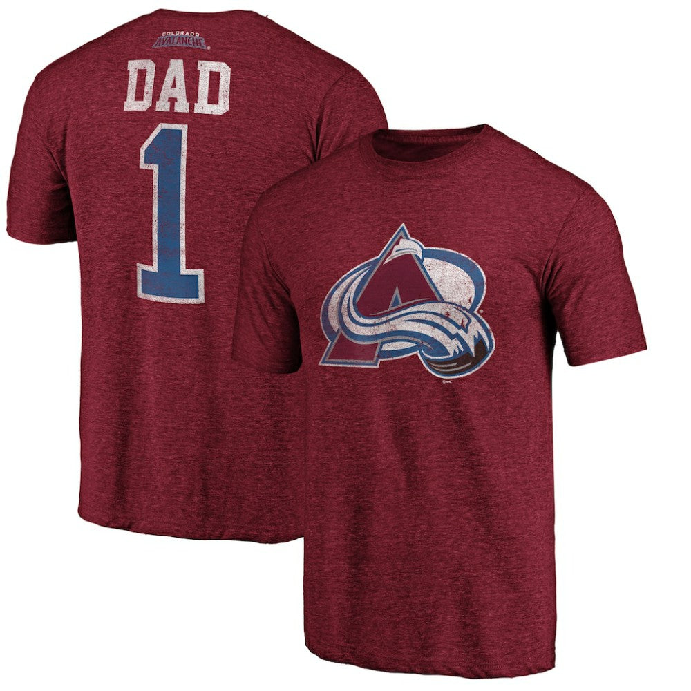 Colorado Avalanche - Greatest Dad Tri-Blend T-Shirt Burgundy