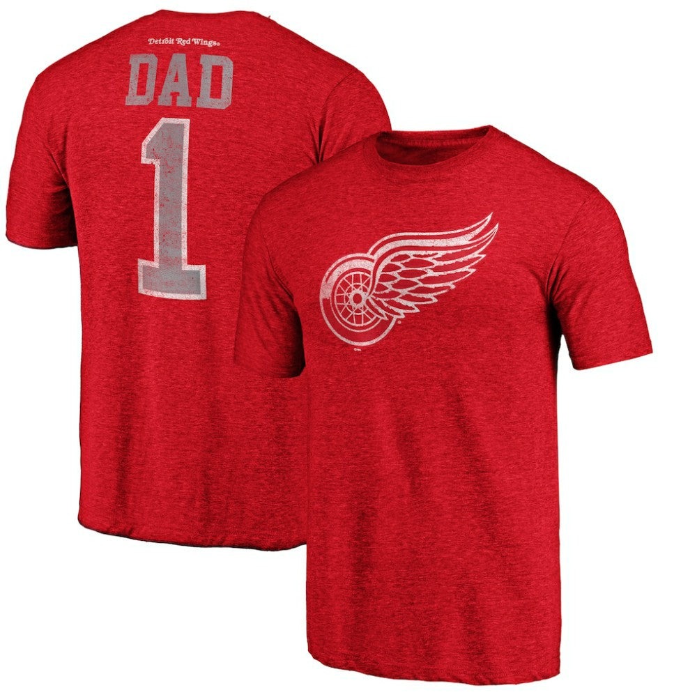 Detroit Red Wings - Greatest Dad Tri-Blend T-Shirt Red