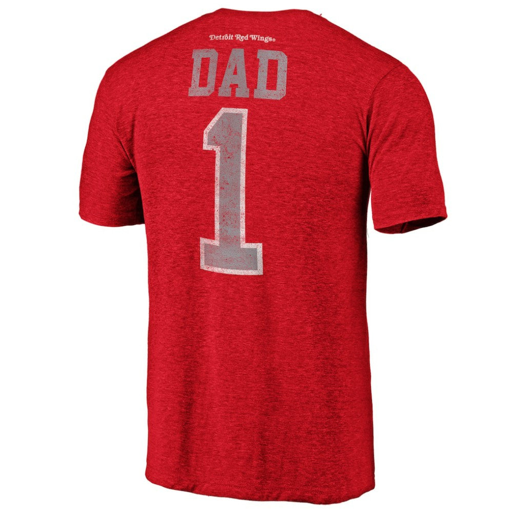 Detroit Red Wings - Greatest Dad Tri-Blend T-Shirt Red