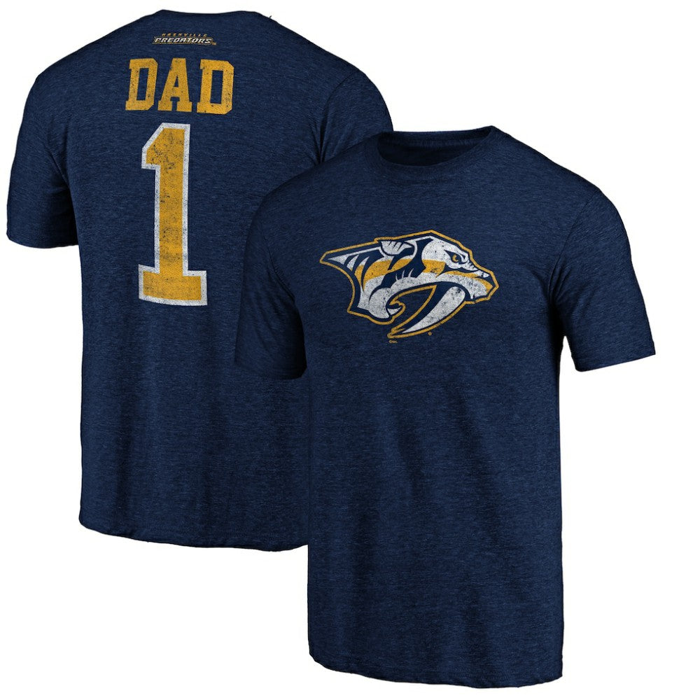 Nashville Predators - Greatest Dad Tri-Blend T-Shirt Navy