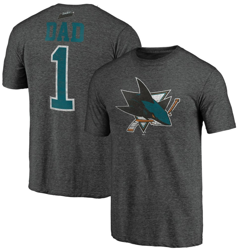 San Jose Sharks - Greatest Dad Tri-Blend T-Shirt Charcoal