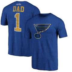 St. Louis Blues - Greatest Dad Tri-Blend T-Shirt Blue