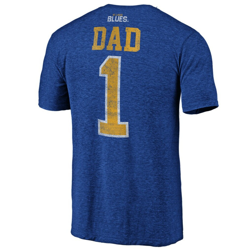 St. Louis Blues - Greatest Dad Tri-Blend T-Shirt Blue