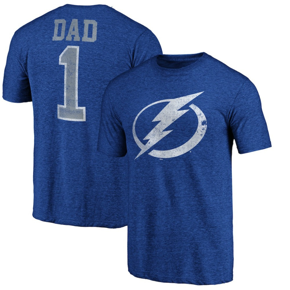Tampa Bay Lightning - Greatest Dad Tri-Blend T-Shirt Blue