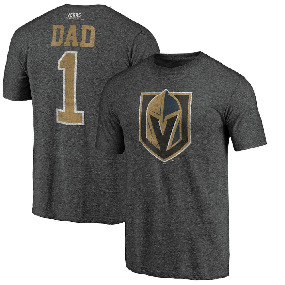 Vegas Golden Knights Greatest Dad Tri-Blend T-Shirt Charcoal