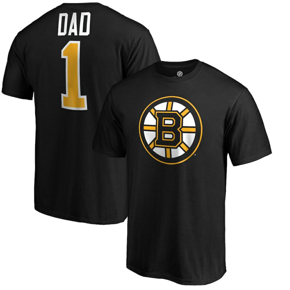 Boston Bruins #1 Dad Logo T-Shirt Black