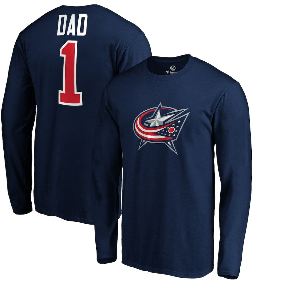 Columbus Blue Jackets - #1 Dad Long Sleeve T-Shirt Navy