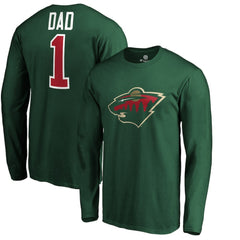 Minnesota Wild - #1 Dad Long Sleeve T-Shirt Green