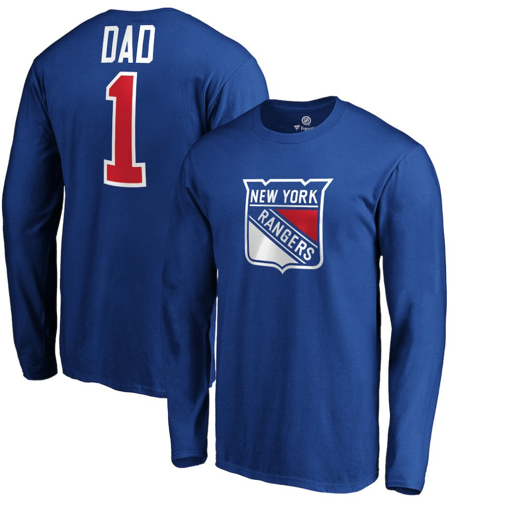 New York Rangers #1 Dad Long Sleeve T-Shirt Blue