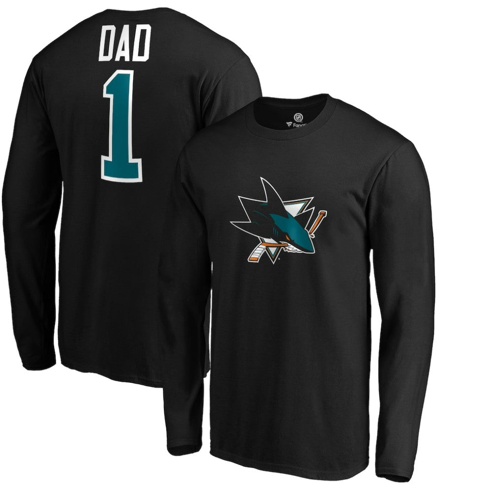 San Jose Sharks - #1 Dad Long Sleeve T-Shirt Black