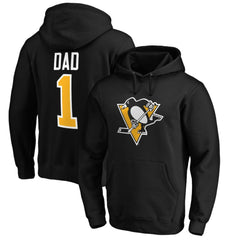 Pittsburgh Penguins #1 Dad Pullover Hoodie Black