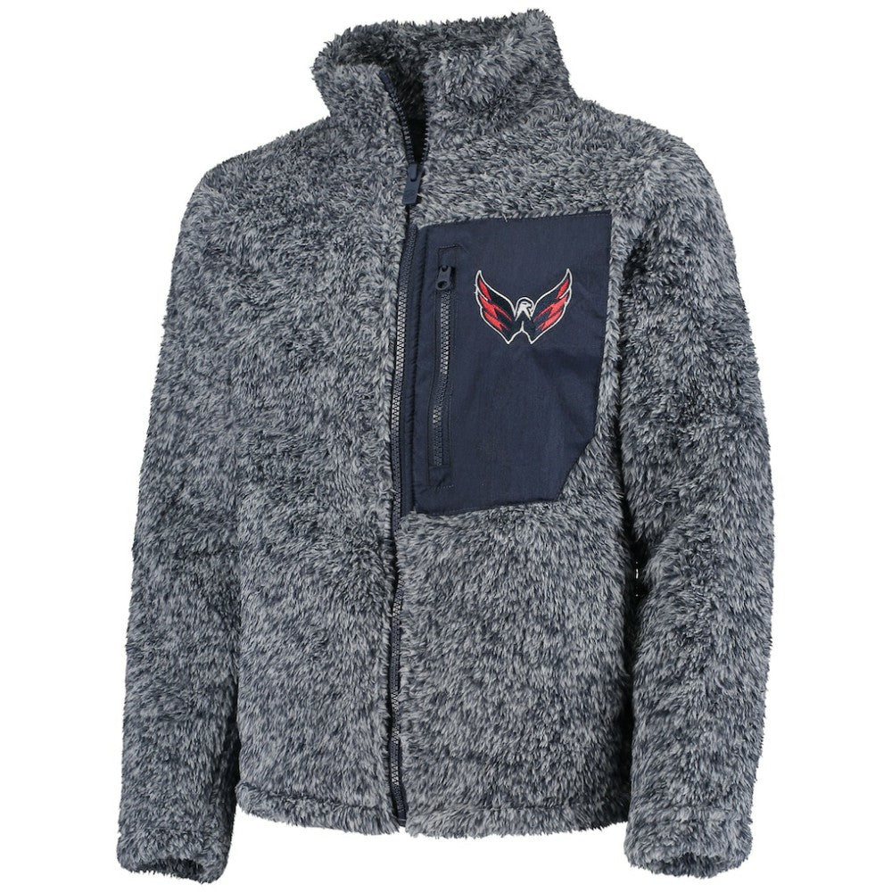 Washington Capitals Girls Youth Fan Gear Sherpa Full-Zip Jacket Navy