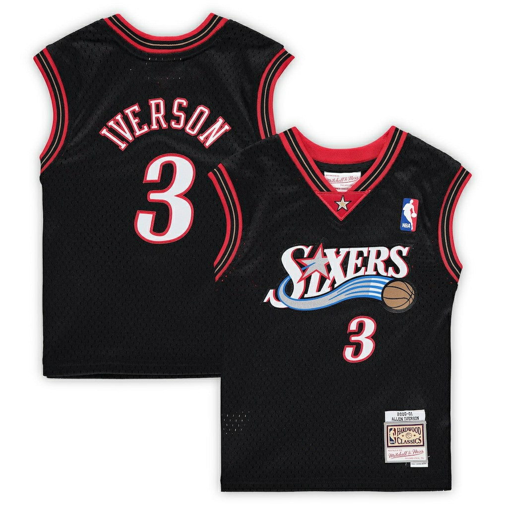 Mitchell & Ness - Allen Iverson Philadelphia 76ers Preschool 2000-2001 Hardwood Classics Throwback Team Jersey - Black