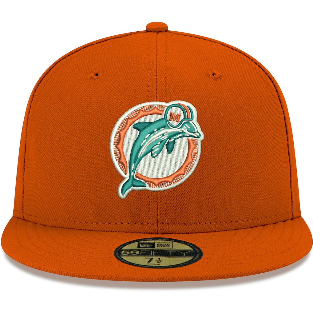 Miami Dolphins New Era Omaha Throwback 59FIFTY Fitted Hat Orange - NFL