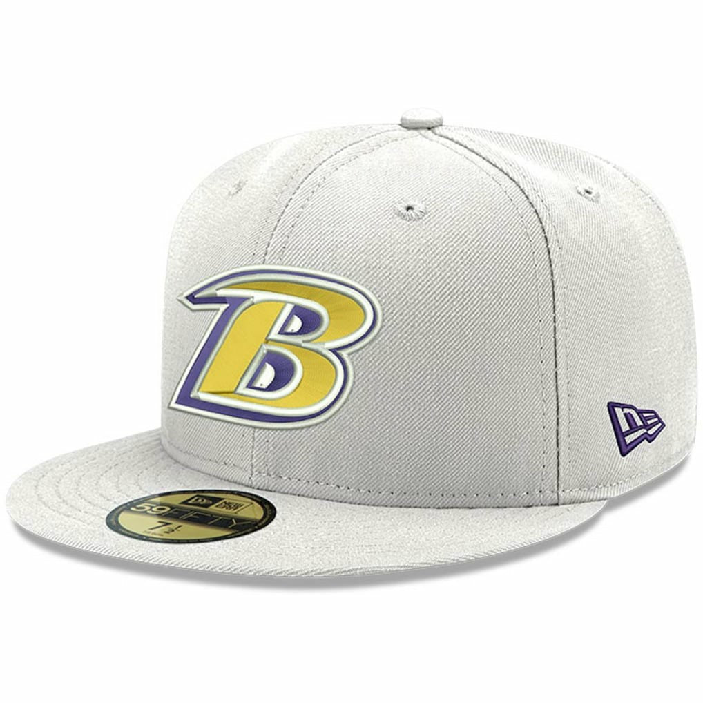 Baltimore Ravens New Era Omaha Lettermark 59FIFTY Fitted Hat White - NFL