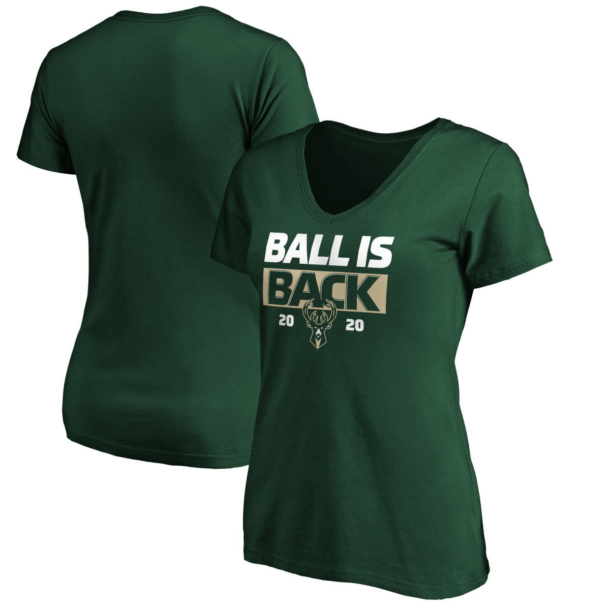 NBA - Milwaukee Bucks Women's Ball Is Back V-Neck T-Shirt - Green
