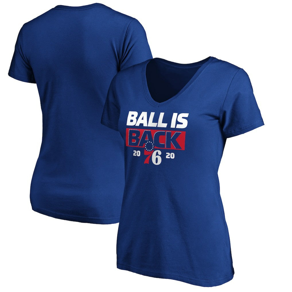 NBA - Philadelphia 76ers Women's Ball Is Back V-Neck T-Shirt - Royal