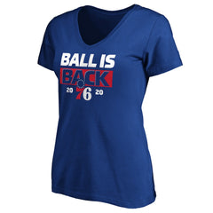NBA - Philadelphia 76ers Women's Ball Is Back V-Neck T-Shirt - Royal