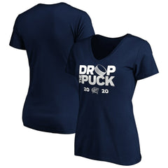 Columbus Blue Jackets - Women's Drop the Puck V-Neck T-Shirt Navy