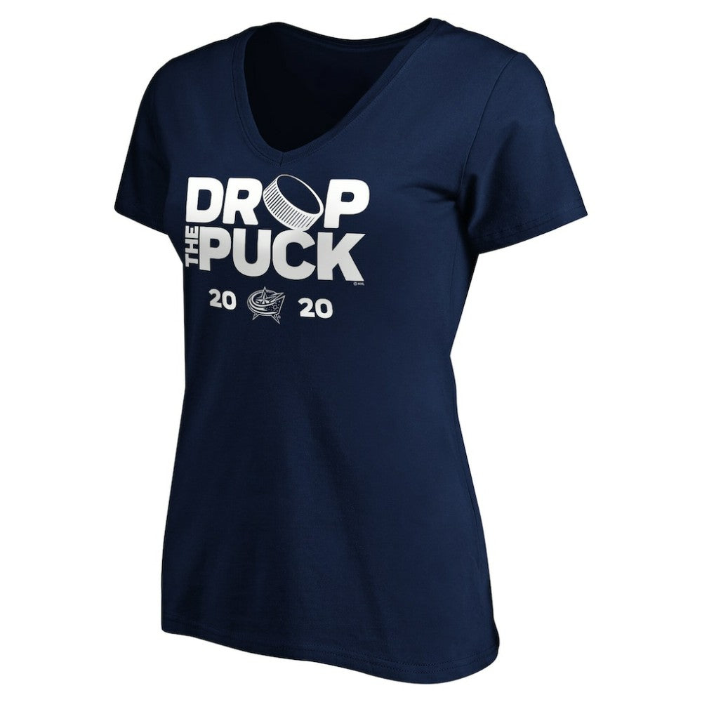 Columbus Blue Jackets - Women's Drop the Puck V-Neck T-Shirt Navy