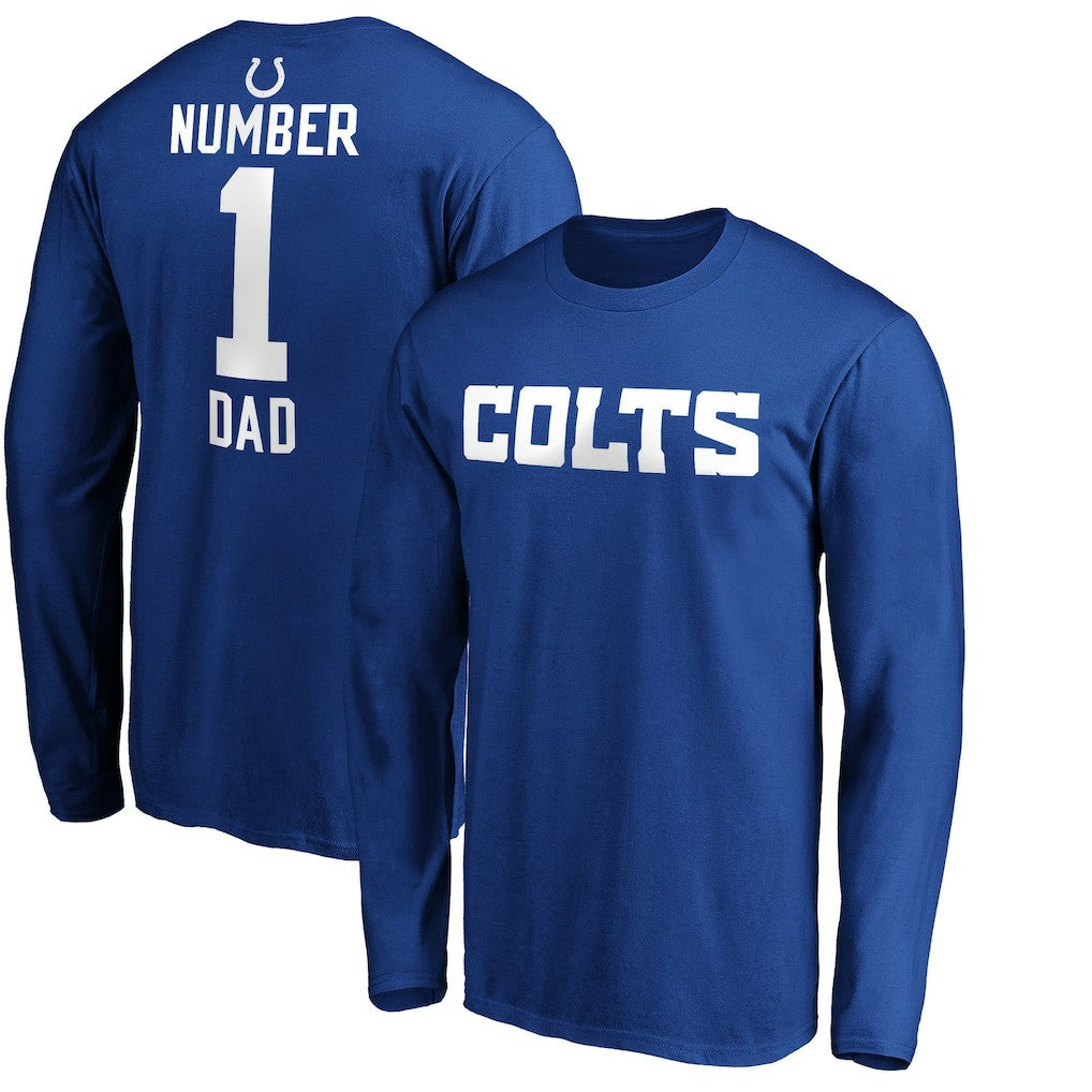 Indianapolis Colts #1 Dad Long Sleeve Team Logo T-Shirt Royal - NFL