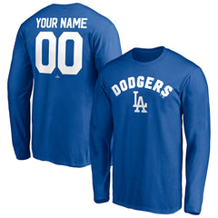 Los Angeles Dodgers Personalized Winning Streak Name & Number Long Sleeve T-Shirt Clearance