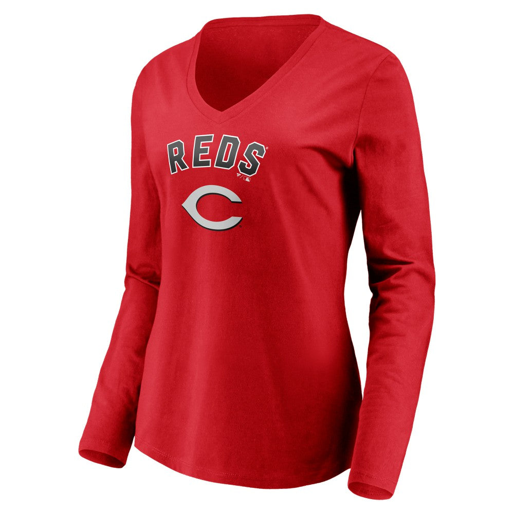 Cincinnati Reds Women's Personalized Winning Streak Name & Number Long Sleeve V-Neck T-Shirt for sale